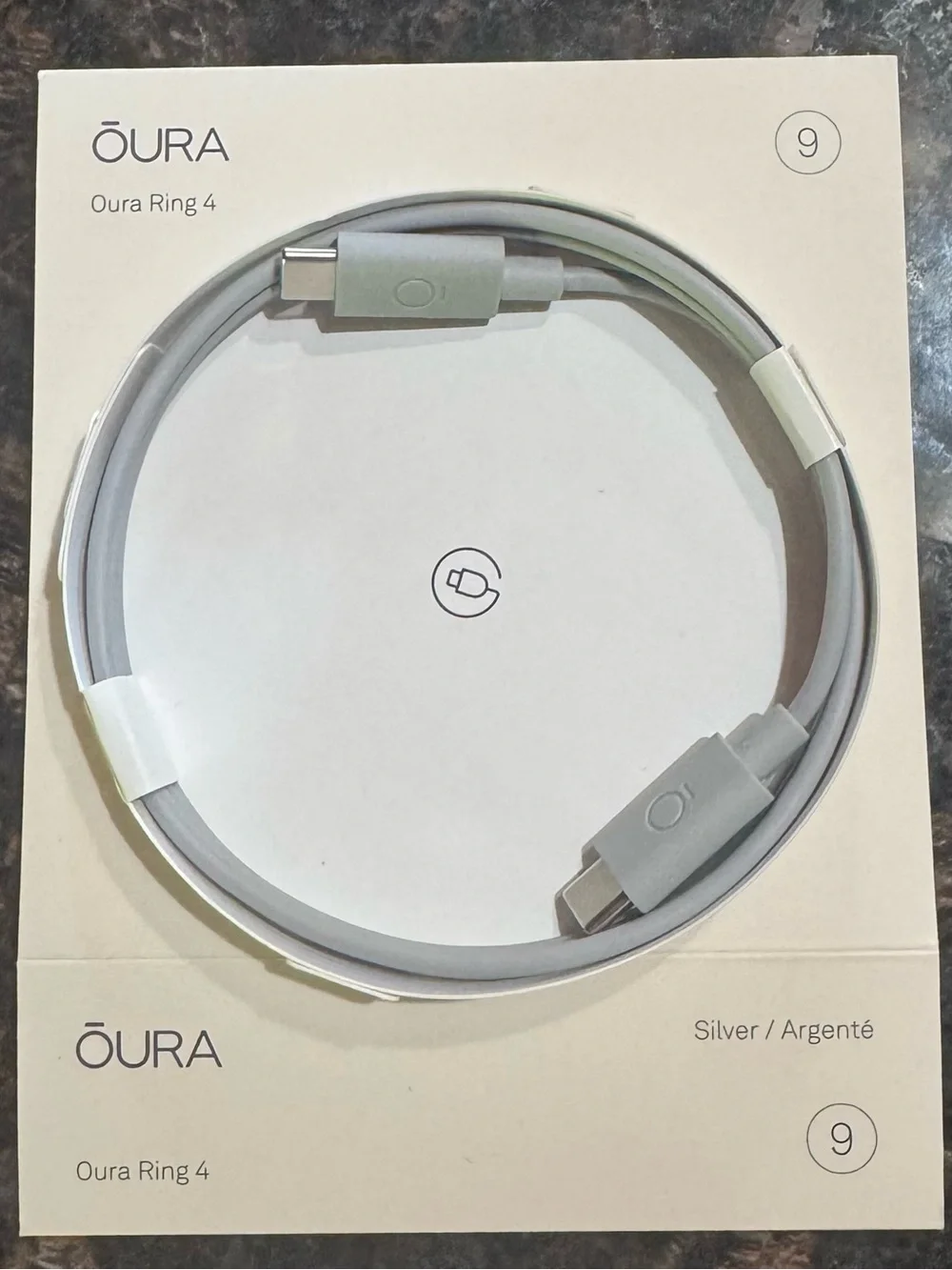 Oura Ring 4 Silver, size 9